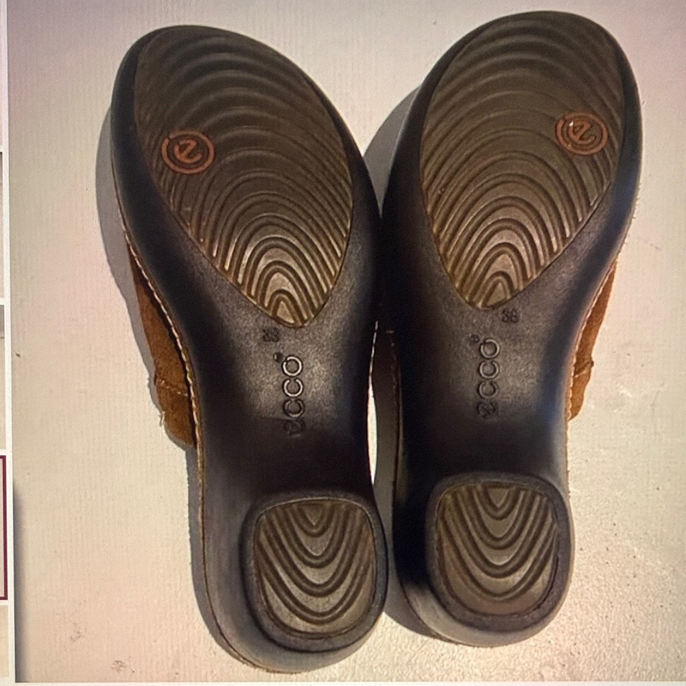 Ecco Women Brown Suede Clogs Or Mules Size 7.5us/38eu - Picture 4 of 5